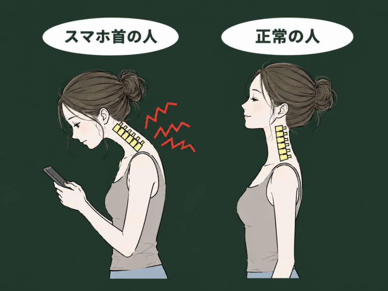 奈良のストレートネック改善ピラティスの記事で使う猫背の説明画像